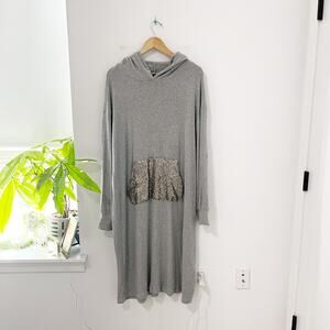 Anthropologie Saturday Sunday Gray Ribbed Duster Hooded Sweater Size 3X